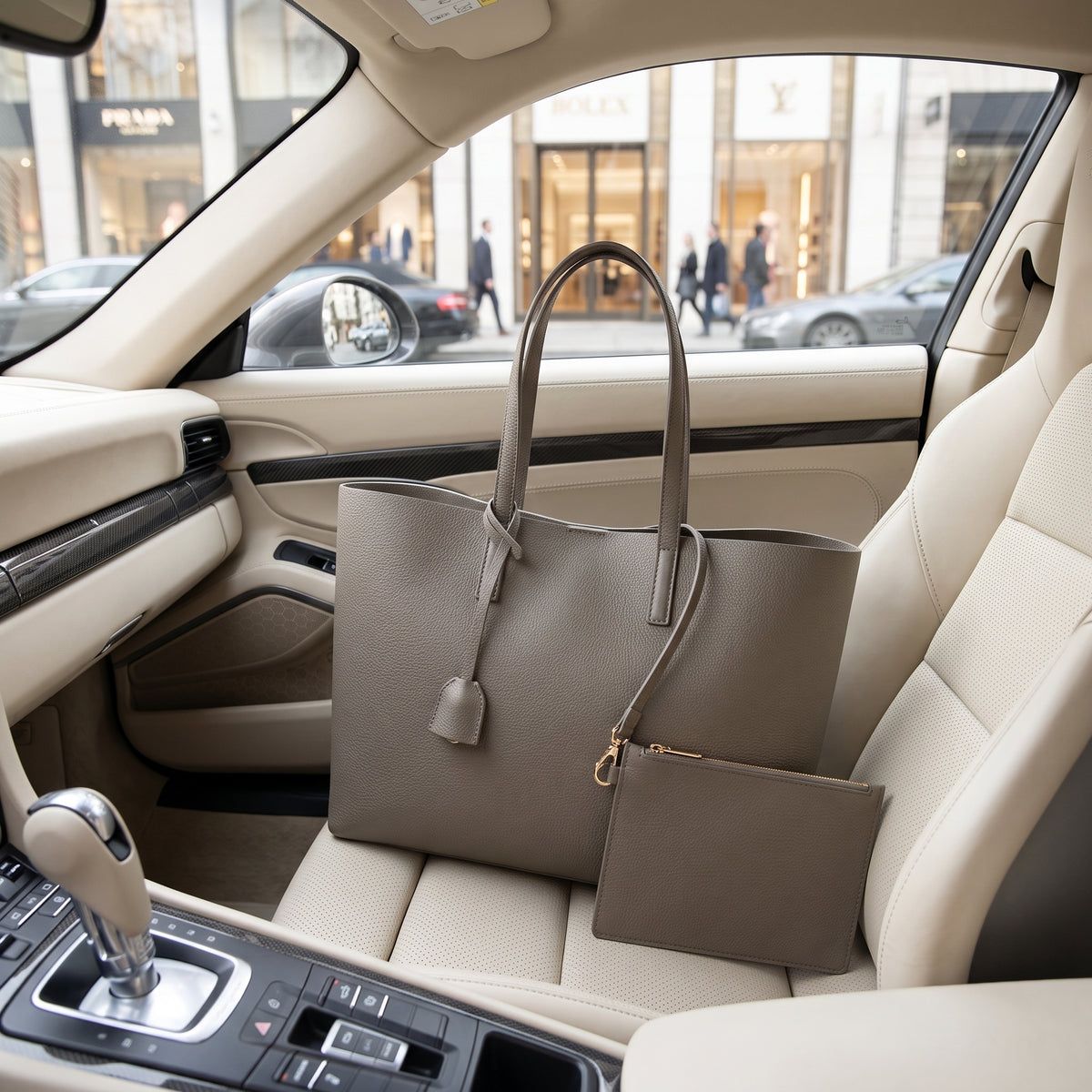 MOINA - Genuine Leather Signature Tote Bag